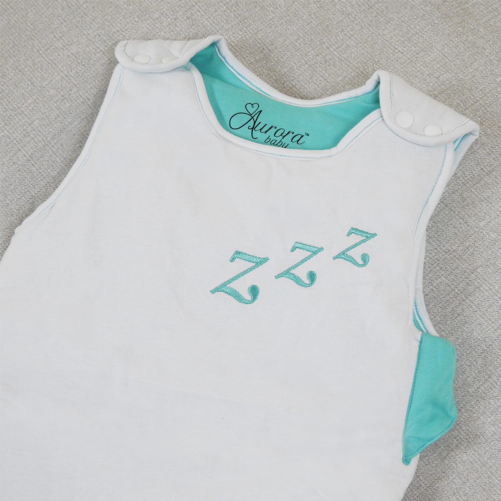 The Aurora Baby Sleeping Bag – Mint & White, Beautifully Balanced